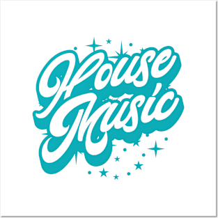 HOUSE MUSIC  - Signature And Stars (white/blue) Posters and Art